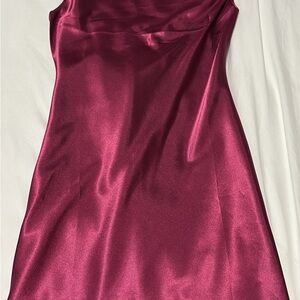 SHEIN Burgundy Cowl Neck Satin Mini Dress